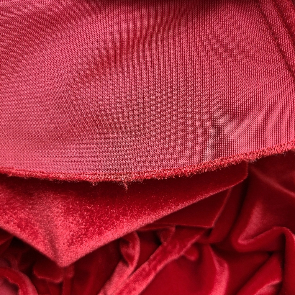 Frederick's of Hollywood 90s Vintage Velvet Asymmetric Romantic USA Ruffle Dress - Picture 9 of 11